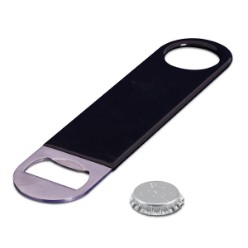 With its light weight and sleek design, this stylish and promotional bottle opener will become a waiter’s best friend. This stainless steel bottle opener is perfect for getting those bottle caps off with no fuss, and it features a PVC coated handle that is ideal for branding your logo or message on. Stainless steel with PVC handle