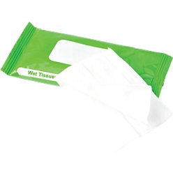 Plastic sealed bag, with 10 piece non woven pre moisturiser wet wipes