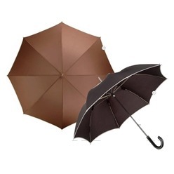 Pongee classic style 8 panel Umbrella with contrasting edge, aluminium shaft, hook handle with imitation leather finishing, includes Balmain branded pouch