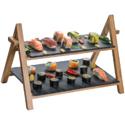 Featuring 2 removable slate platters/trays. Packed in a gift box