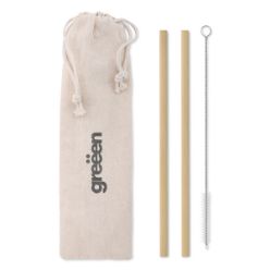 Material Bamboo stainless steel nylon cotton. Set of two reusable bamboo straws with stainless steel nylon cleaning brush that comes in a cotton pouch