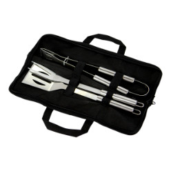 With Spatula, Tongs and Fork. Includes Carry Bag - stainless steel utensils