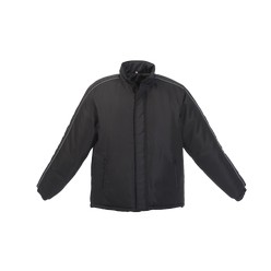 Baseline Jacket: A classic, versatile fully-lined jacket ideal for everyday use. Features a full front zip, stormflap with velcro, two nylon zipped side pockets, contrast piping across the shoulder and sleeves, half elasticated cuffs with velcro tabs and a draw cord with stopper in the hem. Garment is designed to allow for easy embroidery access. 100% coated polyester fabric, medium weight padding, water and wind resistand