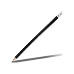 Regular round barrel sharpened wooden pencil with eraser