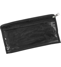 Non-woven with transparent PVC window pencil case with zip closure