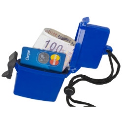 Waterproof. Holds cash and credit cards