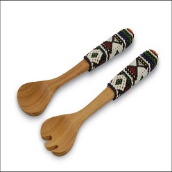 Beaded Salad Servers made of wood and beads