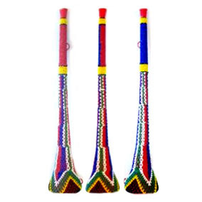 Cheer your favorite sports team with the very vibrant and visually appealing beaded vuvuzela, which you can get from Giftwrap at the most reasonable rates. Beaded vuvuzela is available in different colors and is made from strong plastic that makes it long lasting. It is 62cm tall and has a trumpet-like shape with a wide opening. Blow air into it and make a loud noise to cheer your team.