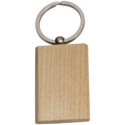 Beech wood rectangular keyring