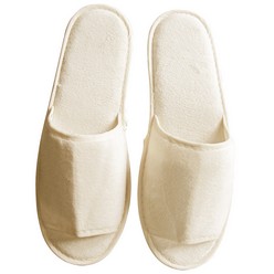 Looking for a spa treatment for your tired toes and feet. Then these open toe beige slippers are made to create the ultimate levels of comfort for your feet. Crafted from velvet fibres these slippers are soft to touch and light to wear. Ideal for hospitality industries, especially resorts and spa businesses, to make your clients feel the maxim levels of leisure and comfort.