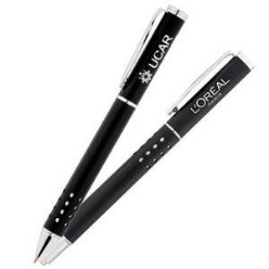 Twist Action Metal Ball pen and Pencil Set, Refill, Black Ink, Supplied in a Luxury Bettoni Box