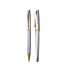 Twist Action Metal Ball pen and Roller ball Set, Refill, Black Ink, Supplied in a Luxury Bettoni Box