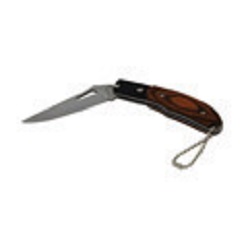 Wooden handle biltong knife with keychain, stainless steel blade