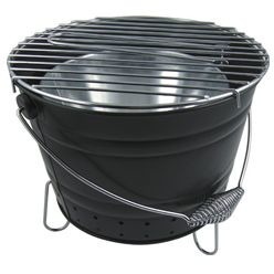 Black and silver mini braai grill bucket
