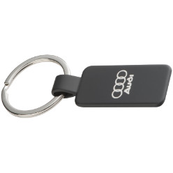 Black lacquered metal key ring - silver finish engraving effect