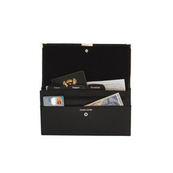 Black leather 8 compartment travel wallet
