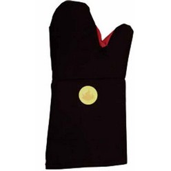 Black oven glove with heat detector
