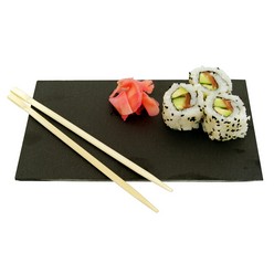 Black slate serving platter rectangular packed in polystyrene foam and eco box