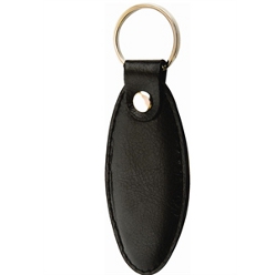 Black teardrop genuine leather keyring