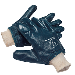 Blue nitrile gloves knitted wrist, Heat resistant glove. 120 pairs per box