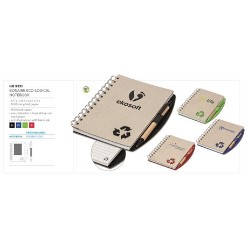 A classic eco-friendly spiral bound notebook that looks stunning with your logo. Includes die-cut eco-logical logo on front cover pre-printed eco-logical logo on each page 80 lined spiral bound pages colour pen loop. Available in 5 awesome colours . Includes matching eco-logical pen with black ink ? 100% recycled paper