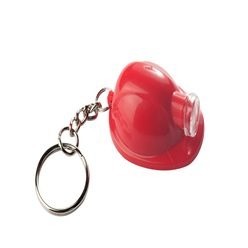 Hardhat Keyring with a small torch in the top of the hat, including chain link and split ring, and 2 x CR1220 batteries