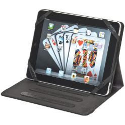 Bonded leather tablet cover with three adjustable levels for the optional viewing angle
