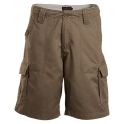 Boulder Cargo Shorts: Versatile shorts with metallic zip, tripe top-stitched on inner leg, front and back rise. Other features include two front pockets, two back pockets and a bellow pocket with flap on the thigh. Available in three colourways. 65/35 Poly cotton brushed twill fabric