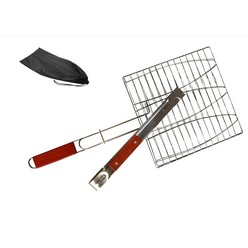 Braai grill and tongs set in black carry bag (Grill 28cm) (Tongs 36cm)