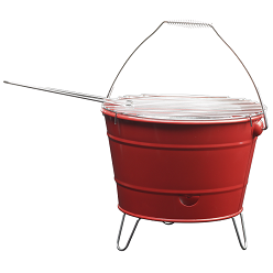 Braai in a Bucket, Galvanized Carbon Tray, 25cm Braai Grill, Portable Braai Grill, Fold out legs, Carry Handle