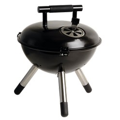 Braai with lid, features: round braai with lid, steel lid and bowl with enamel, clips around sides, handle on lid, steel legs, air vent