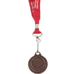 Bronze medal with screen printed ribbon