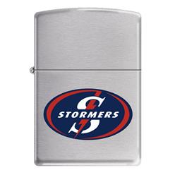 Zippo lighter in brushed chrome with the Stormers rugby logo
