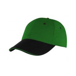 Brushed Cotton Two Tone: Weight 72x44, Grams: 265 g/m2, 2 needle stitch poplin sweatband, embroided contrast colour eyelets. 6 panel structured (Cotton Buckram), Self fabric velcro enclosure to accommodate adjustability. Pre-curved peak.