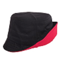 Cotton twill fabric bucket hat with two tone brim, 4 needle stitch twill sweatband
