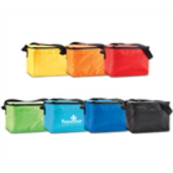 Compact and practical, this cooler will become your most trusted companion ideal for storing all your yummy snacks. Its features include foil lining, front pocket, webbing strap with cross and box stitch, contrast zip and strap colour, holds up to six cans. 210D 