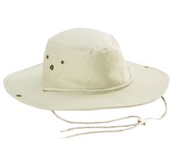 Bush Hat: CottonTwill, Brass Eyelets and Studs, Cord with Slide Toggle