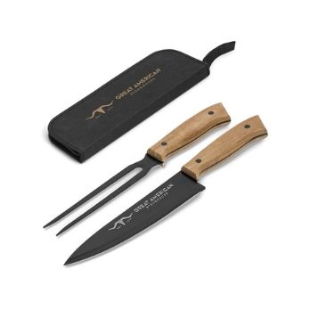 knife 34.4 (l), fork 31.4 (l), stainless steel & acacia wood, nylon case