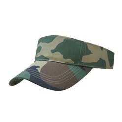 Cotton Twill Camo Sunvisor with pre curved peak, self fabric velcro strap