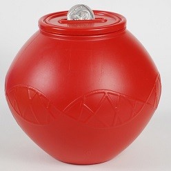 A Calabash money box that is available in various colours that can be customised with Pad printing with your logo and other methods.