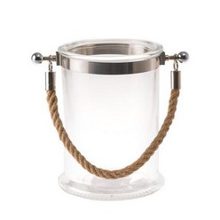 Candle-Holder Gls With Jute Handle 
