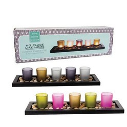 Candle-Holder-Set 5pce With Tray
