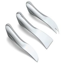 Polished stainless steel cheese knife set