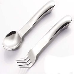 Polished stainless steel salad servers, consist of salad spoon and fork