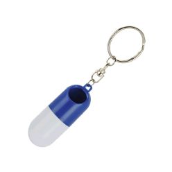 Metal keyring, pill box in the shape of a capsule, twist open