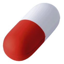 PU stress ball in the shape of a pill capsule