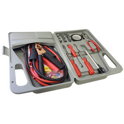 Includes: 1 x 200A Booster Cable, 1 x Pair of Electrical Insulated Gloves, 1 x Tire Pressure Guage, 3 x Screwdrivers, 9 x Bits, 1 x Tongue & Groove Pliers, 1 x Electrical Tape, 4 x Fuses and 6 x Cable Terminal Ends