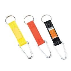 Carabiner key tag with rubber badge for logo print or dome