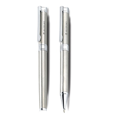 Twist action metal ballpen & Rollerball set, Refill - black ink, Laser engraving, Supplied in Luxury Bettoni box