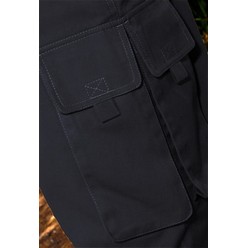 Cargeo Trousers: 260gsm polycotton twill fabric, front pockets, leg & back pocket with flaps, regular belt loops